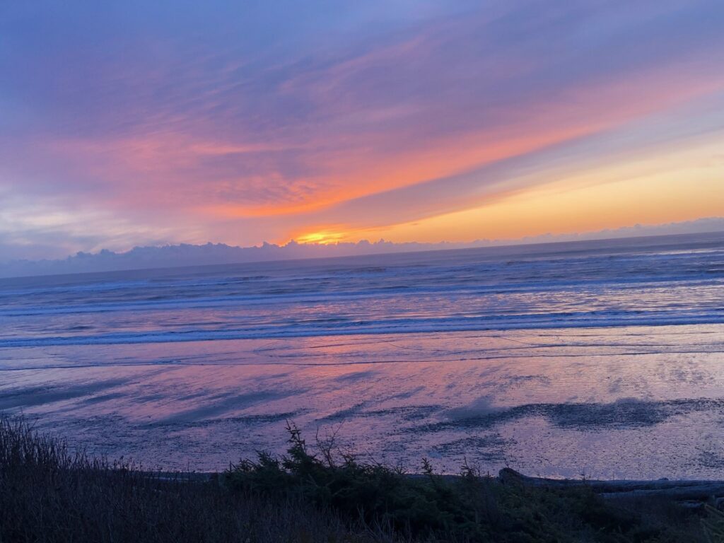 South Beach sunset and reflection